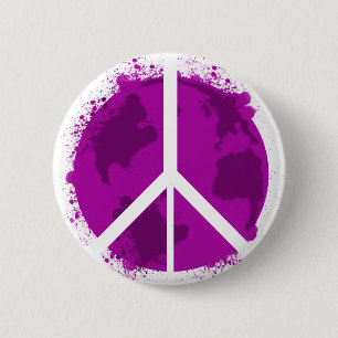 Wereldvrede, roze ronde button 5,7 cm
