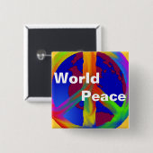 Wereldvrede Vierkante Button 5,1 Cm (Voorkant /achterkant)