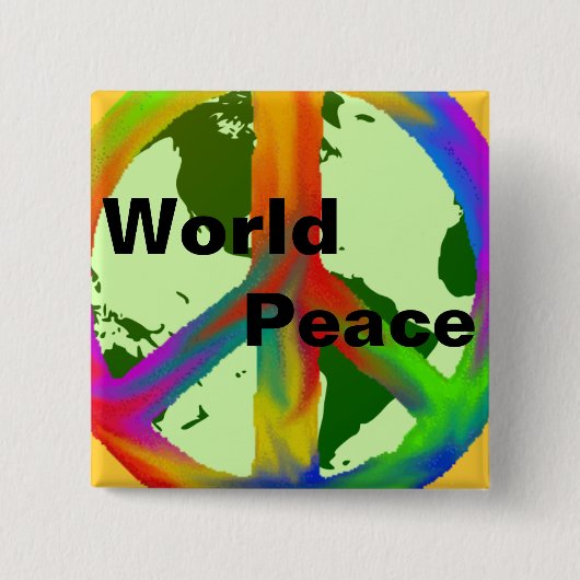 Wereldvrede Vierkante Button 5,1 Cm (Voorkant)