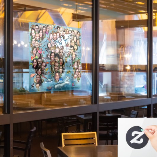 Wereldvredesvenster vastklampen raamsticker (Restaurant Raam)