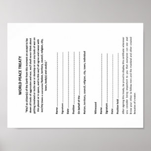 Wereldvredesverdrag voor 2010: 8,5 x 11-inch papie poster