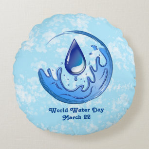 Wereldwaterdag Bespaar Water Red de Aarde Rond Kussen
