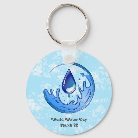 Wereldwaterdag Bespaar Water Red de Aarde Sleutelhanger (Voorkant)