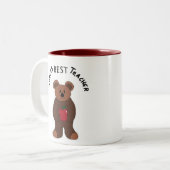 Wereldwijd beste leraar Teddy Bear Tweekleurige Koffiemok (Voorkant links)