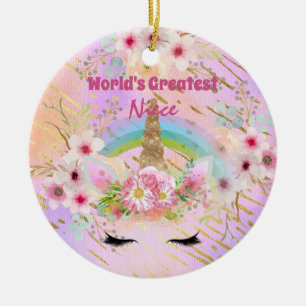 Wereldwijd de grootste UNECE Unicorn Face Pink Gol Keramisch Ornament