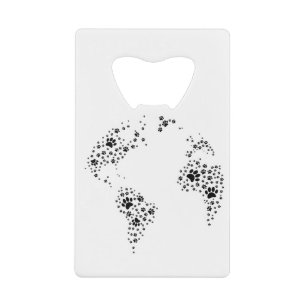 Wereldwijde atlas-dog-schilderafdrukken kredietkaart flessenopener