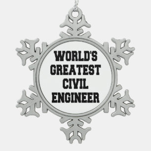 Wereldwijde civiele ingenieur tin sneeuwvlok ornament
