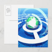 Wereldwijde communicatie, conceptuele computer 2 briefkaart (Voorkant / Achterkant)