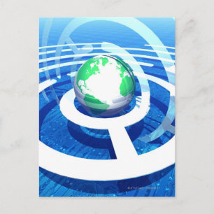 Wereldwijde communicatie, conceptuele computer 2 briefkaart