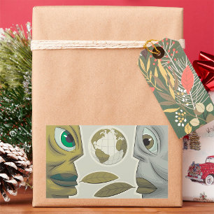 Wereldwijde creaties Aarde wordt geconfronteerd me Rechthoekige Sticker