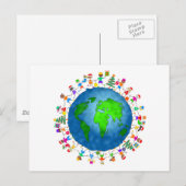 Wereldwijde kerstKinderen Feestdagenkaart (Voorkant / Achterkant)