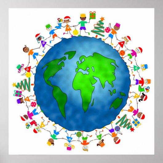 Wereldwijde kerstKinderen Poster (Voorkant)