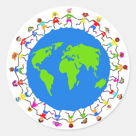 Wereldwijde Kinderen Ronde Sticker (Voorkant)
