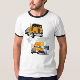 Wereldwijde Logistieke Vrachtwagen Gele Semi Vrach T-shirt