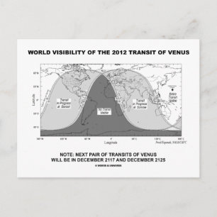 Wereldwijde zichtbaarheid van de Venusovergang 201 Briefkaart