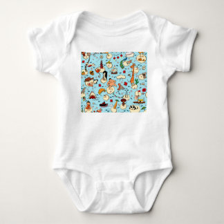 Wereldwonderen: kleurrijk blauw patroon. romper