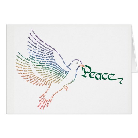 Wereldwoord Peace Dove Kaart (Voorkant Horizontaal)