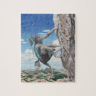 Wererat Vrouw Rock Klimmen Kleine Fantasy Puzzel
