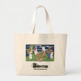 Werewoles Eating Pizza Grote Tote Bag