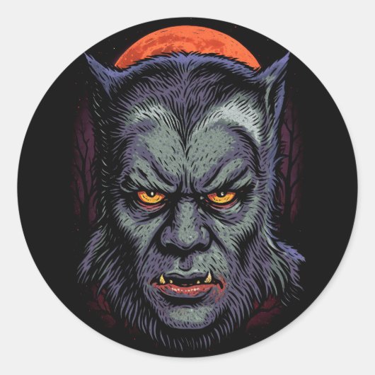 Werewolf Curse Ronde Sticker (Voorkant)