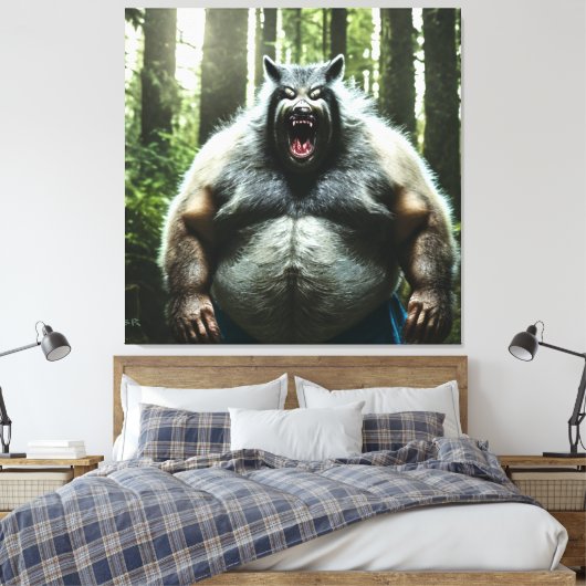 Werewolf die het hele dorp afdrukt canvas afdruk (Insitu (Slaapkamer))