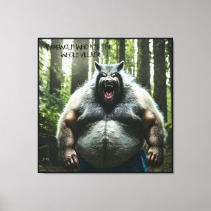Werewolf die het hele dorp afdrukt canvas afdruk