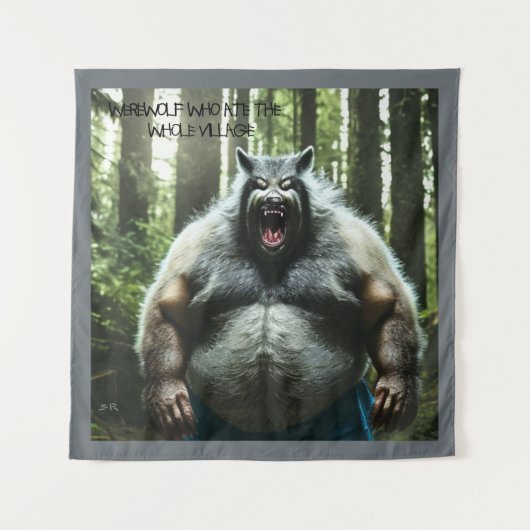 Werewolf die het hele dorp afschildert wandkleed (Voorkant)