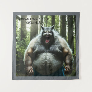 Werewolf die het hele dorp afschildert wandkleed