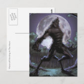 Werewolf die naar de maan vliegt briefkaart (Voorkant / Achterkant)