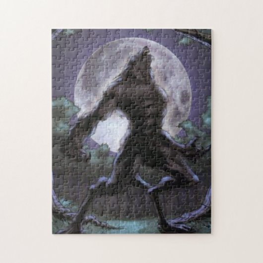 Werewolf die naar de maan vliegt legpuzzel (Verticaal)