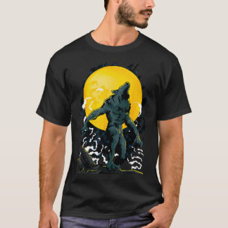 Werewolf die naar de volle maan kijkt t-shirt