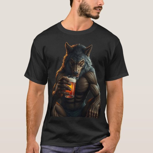werewolf drinking beer t-shirt (Devant)