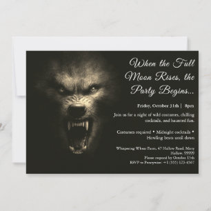 Werewolf Howl Halloween Costume Party Invitation