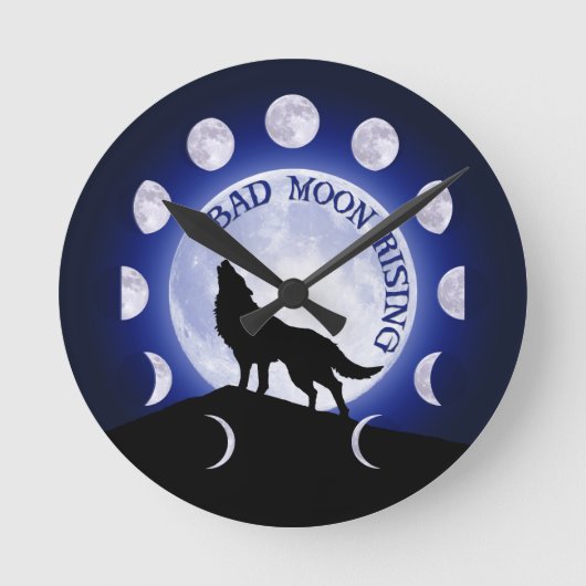 Werewolf Moon Phase Bad Moon Clock Ronde Klok (Voorkant)