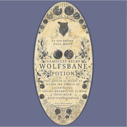 Werewolf potion étiquette wolfsbane (Devant)
