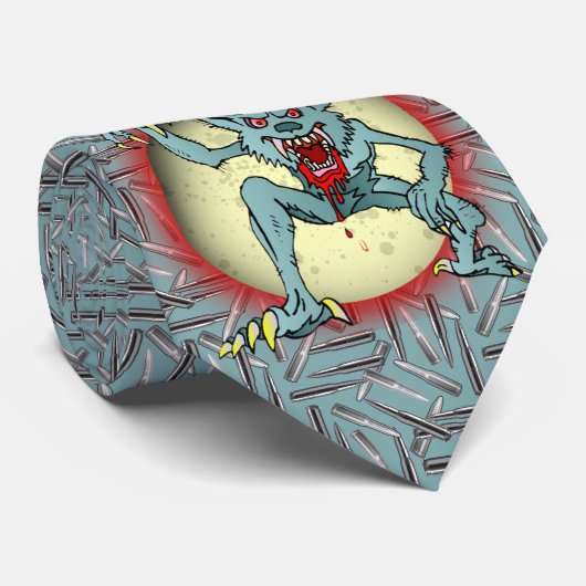 Werewolf Silver Bullets Blue Moon Halloween Stropdas (Opgerold)