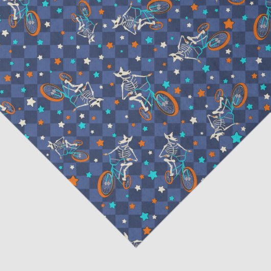 Werewolf Skeletons and BMX Bikes Patterned Tissuepapier (Detail)