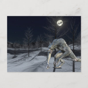 Werewolf Sneeuw Winter Schrik Halloween Briefkaart