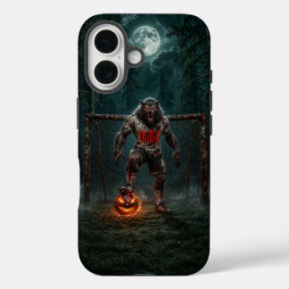 Werewolf-voetbalspeler Halloween-horror kunst iPhone 16 Hoesje