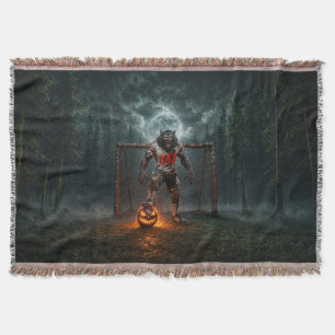 Werewolf-voetbalspeler Halloween-horror kunst Deken