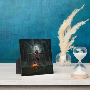 Werewolf Voetbalspeler Halloween Horror Kunst Fotoplaat