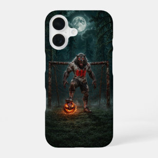 Werewolf-voetbalspeler Halloween-horror kunst iPhone 16 Hoesje