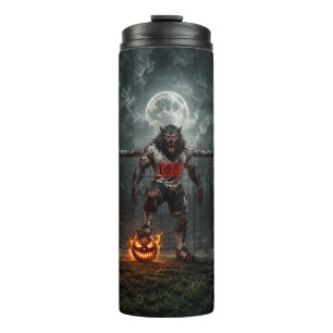 Werewolf-voetbalspeler Halloween-horror Kunst Thermosbeker