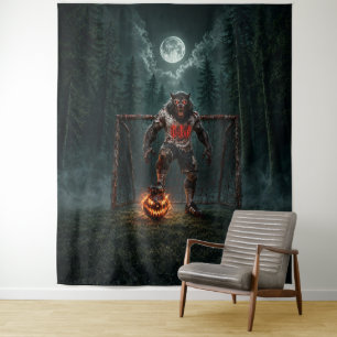 Werewolf-voetbalspeler Halloween-horror kunst Wandkleed