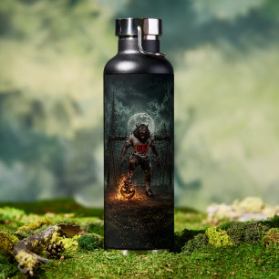 Werewolf Voetbalspeler Halloween Horror Kunst Waterfles