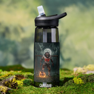 Werewolf-voetbalspeler Halloween-horror kunst Waterfles