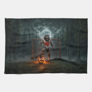 Werewolf-voetbalspeler Halloween-horrorart Theedoek