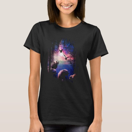 Werewolven Mythische creaties Wolf Hooling to Moon T-shirt (Voorkant)