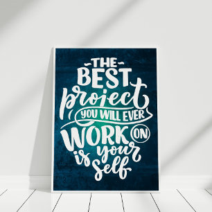 "Werk aan jezelf" Retro Inspirerend Quote Poster