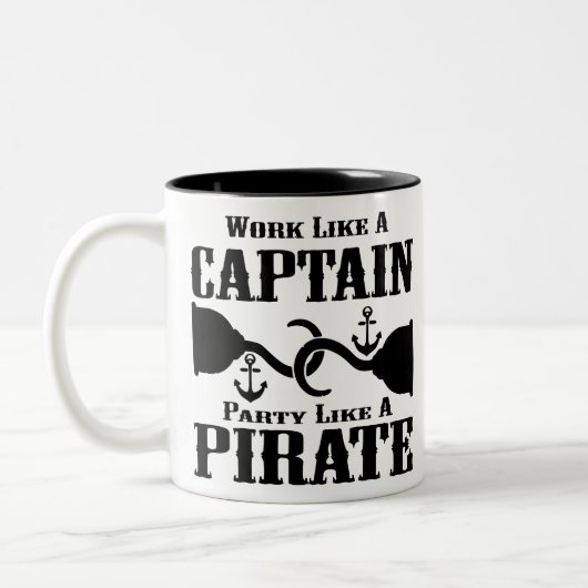 Werk als een kapiteinspartij als een piraat # tweekleurige koffiemok (Links)